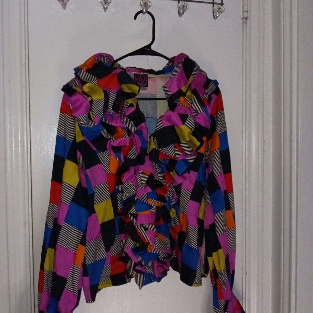 Vibrant Multi-Color Ruffle Blouse